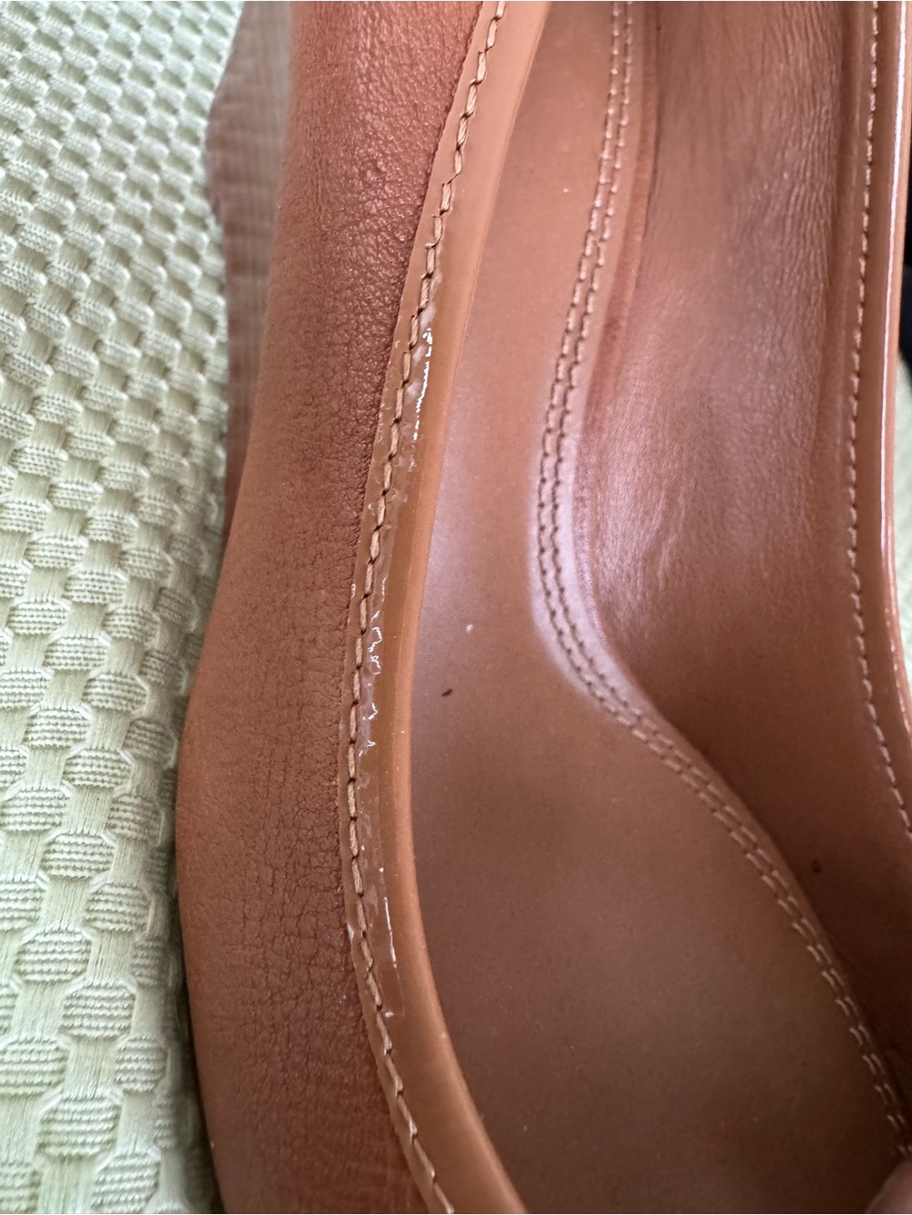 Tory Burch Size 9 Walnut Brown Pebble Leather Logo 3” Wedge Round Toe Pumps NWOT - Picture 5 of 12